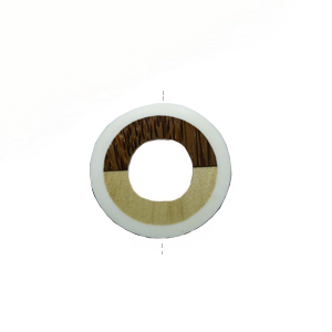 Palm wood donut pendant with frosted resin inset Opaque white