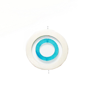 Whitewood donut with colored frosted turquoise