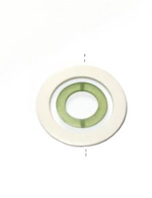 White wood donut with colored frosted olive green