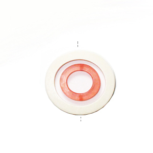 White wood donut with colored frosted orange