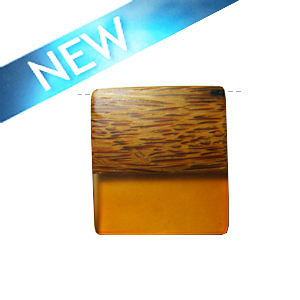 Rectangular Palmwood pendant with frosted rust resin inlay