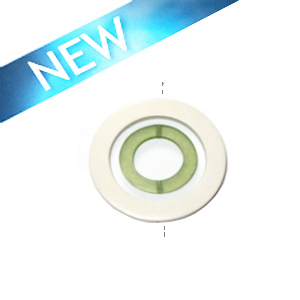 White wood 50x6mm donut with colored frosted olive green resin inset pendant