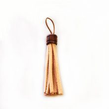 wholesale Tassel Suede with wooden tube peach 10x60mm