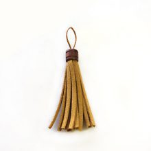 wholesale Tassel Suede with wooden tube mustard 10x60mm