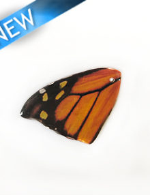 Red butterfly wing paper print wrapped wood pendant